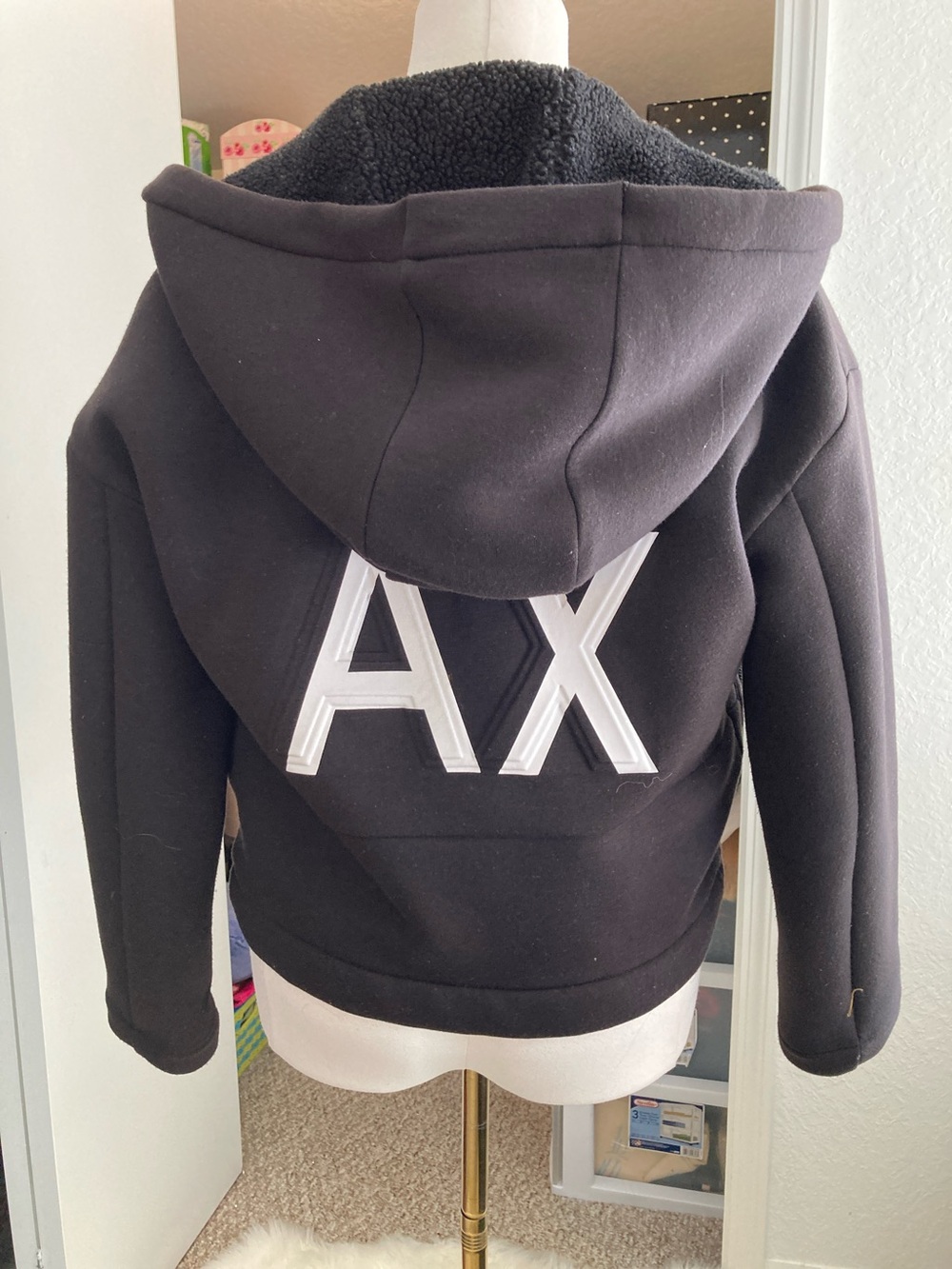 Armani Exchange Black Hooded Logo Jacket